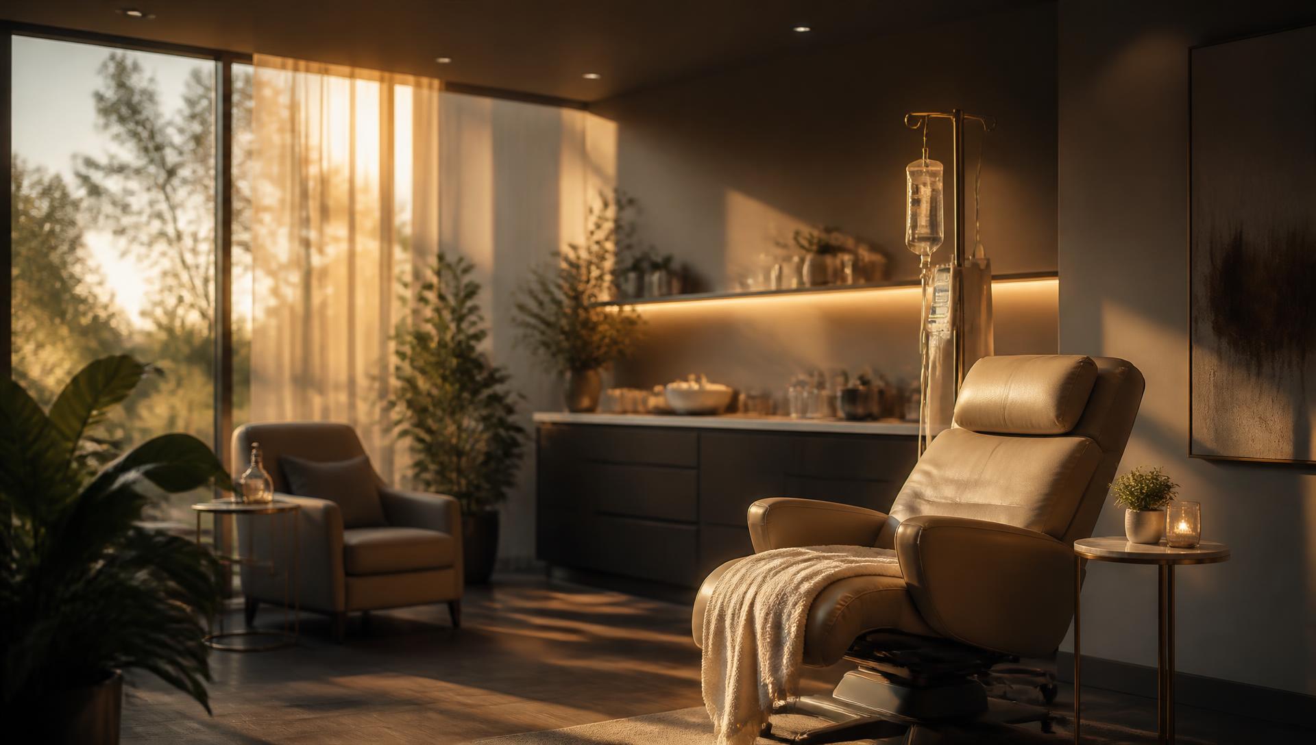Warm, softly lit treatment lounge at Regeneration Medicine of America
